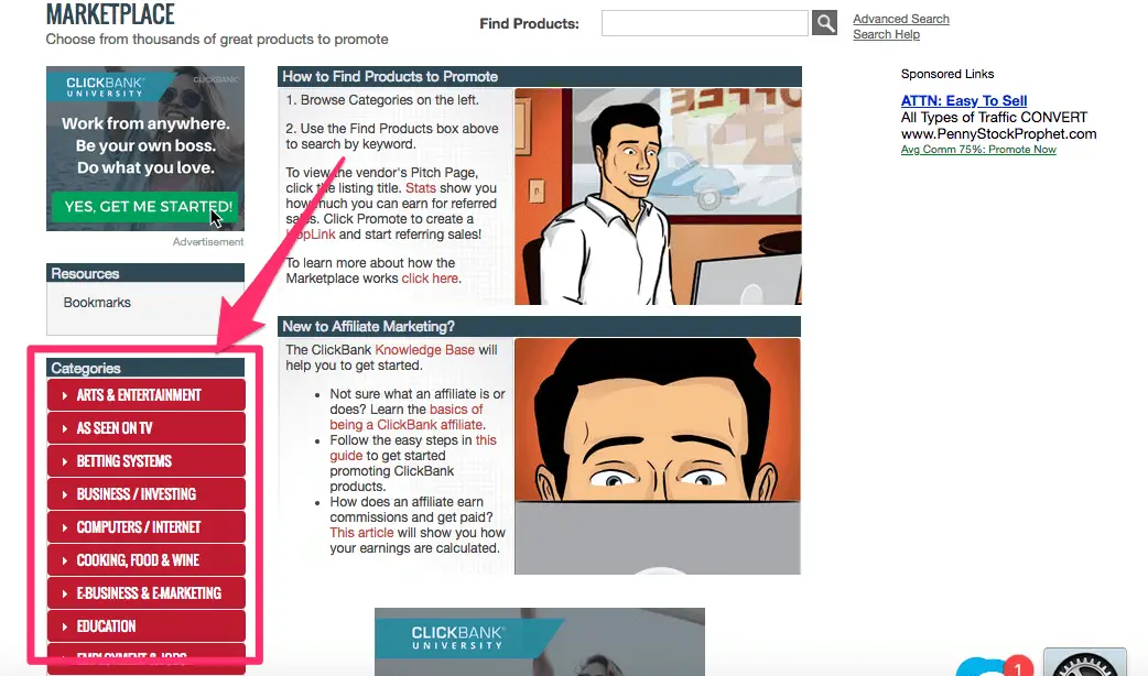 ClickBank categories