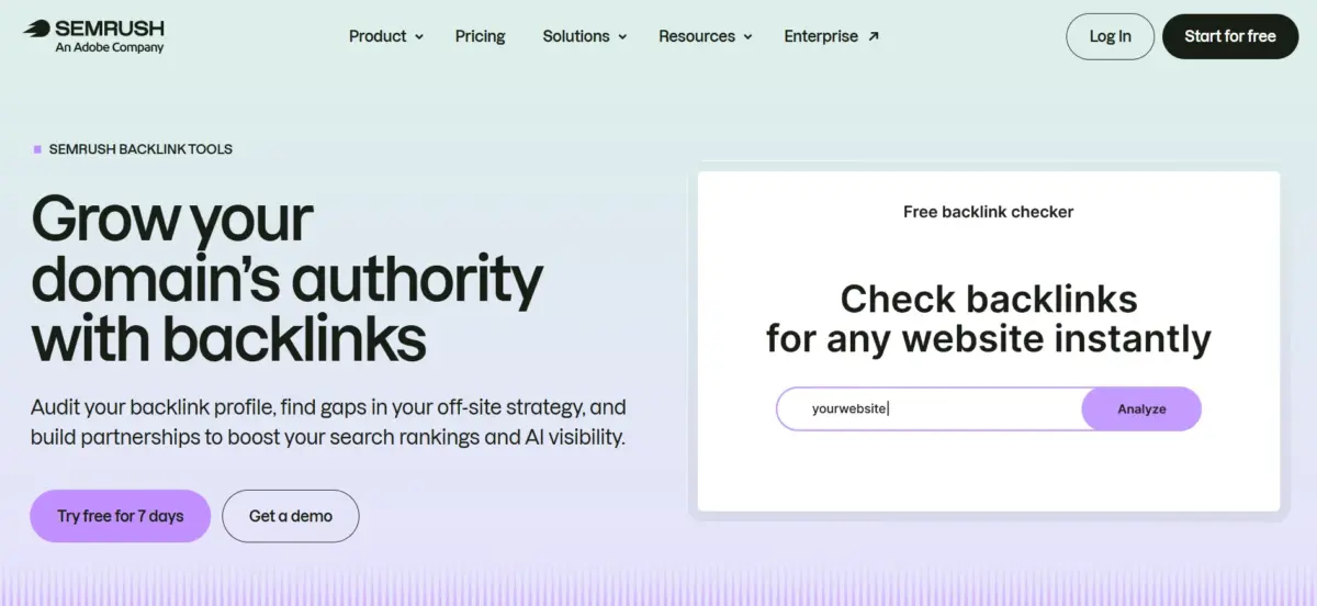 Semrush Backlink Analytics