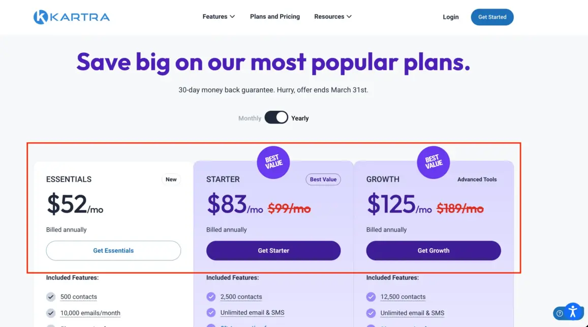 Kartra Pricing Plans