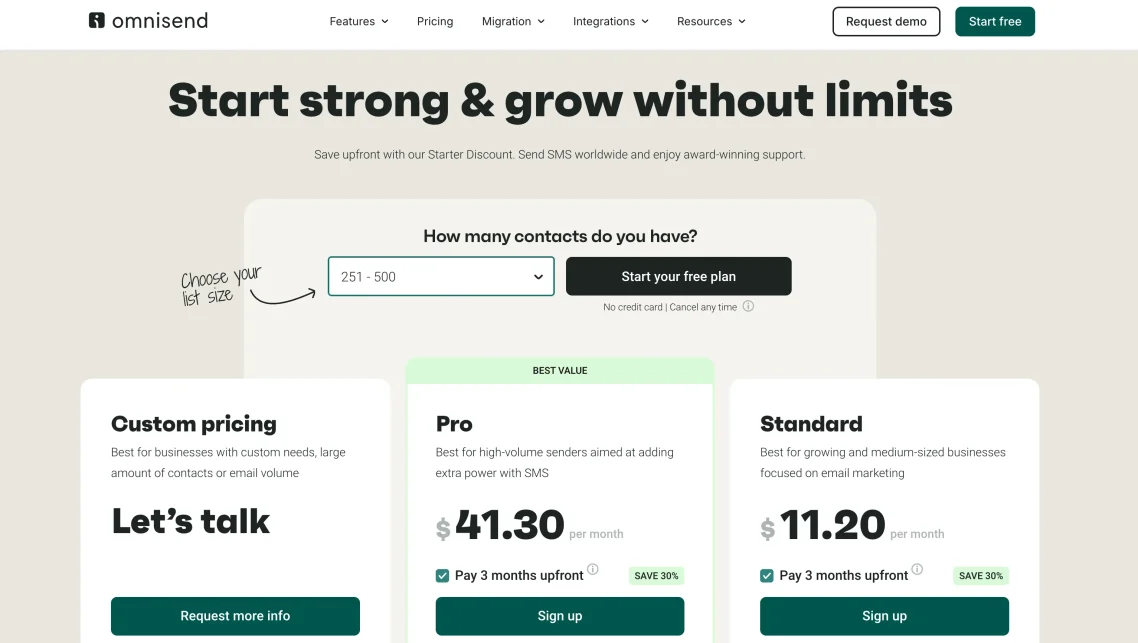 Omnisend Pricing Plans
