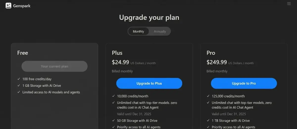 Genspark Pricing