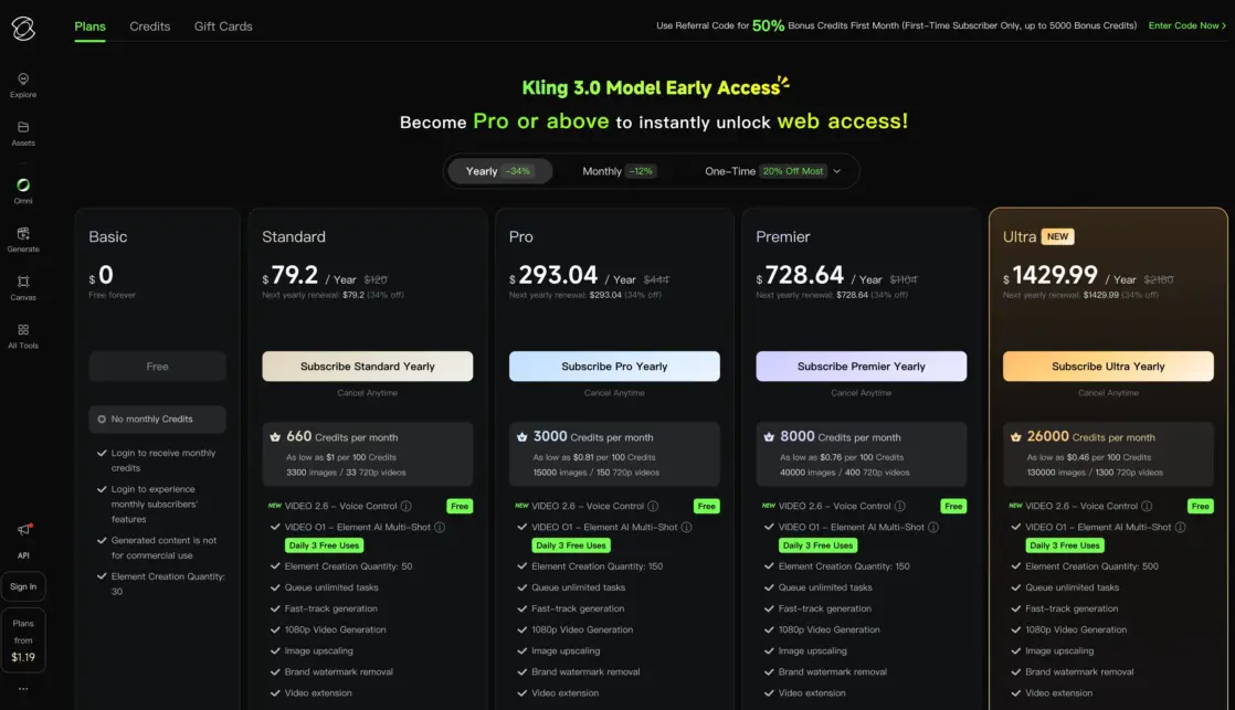 Kling Ai - Annual Pricing