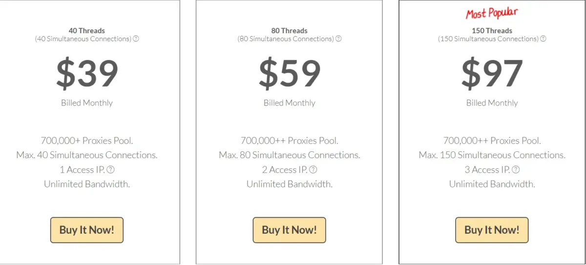 Stormproxies - Rotating Dedicated Proxies pricing