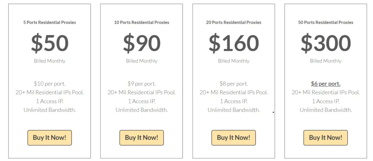 Stormproxies - Rotating Residential Proxies pricing