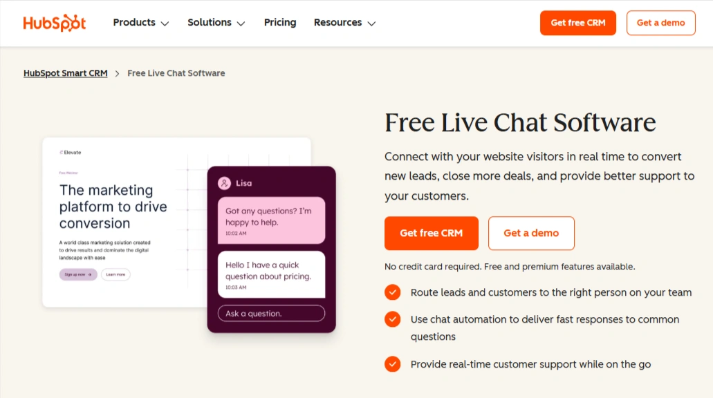 HubSpot Live Chat