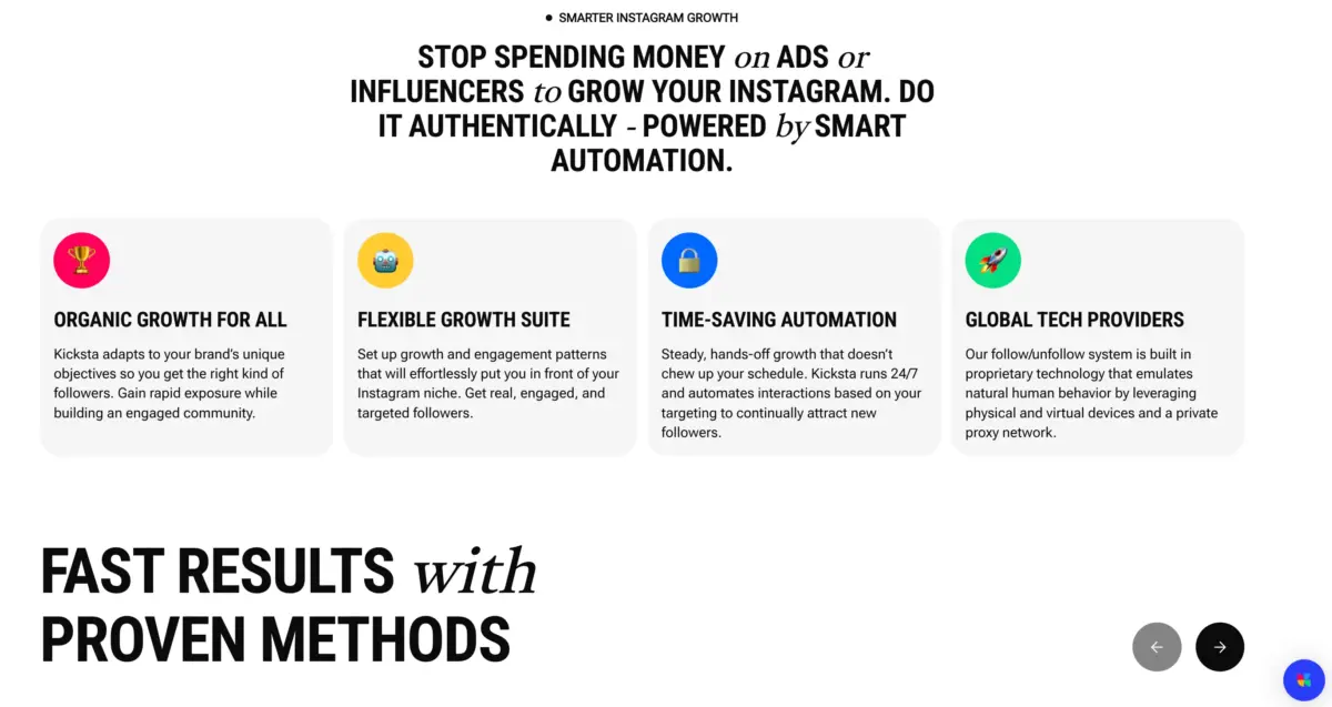 Kicksta Key Features