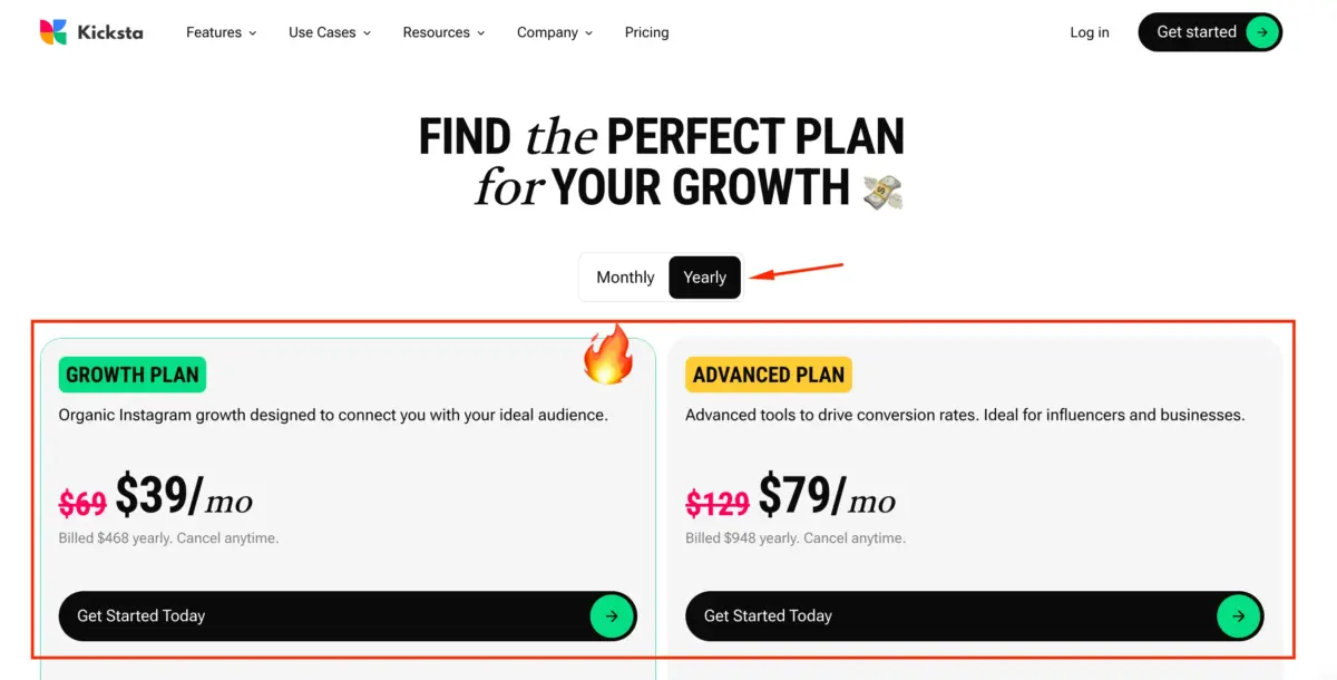 Kicksta Pricing- Annual Plans