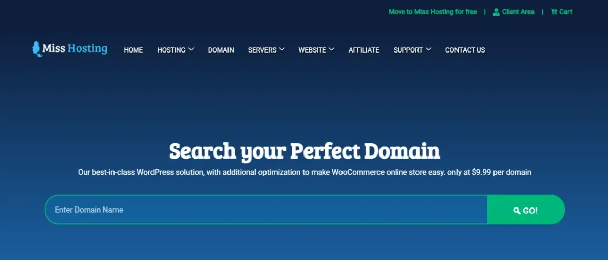 Miss Hosting-homepage
