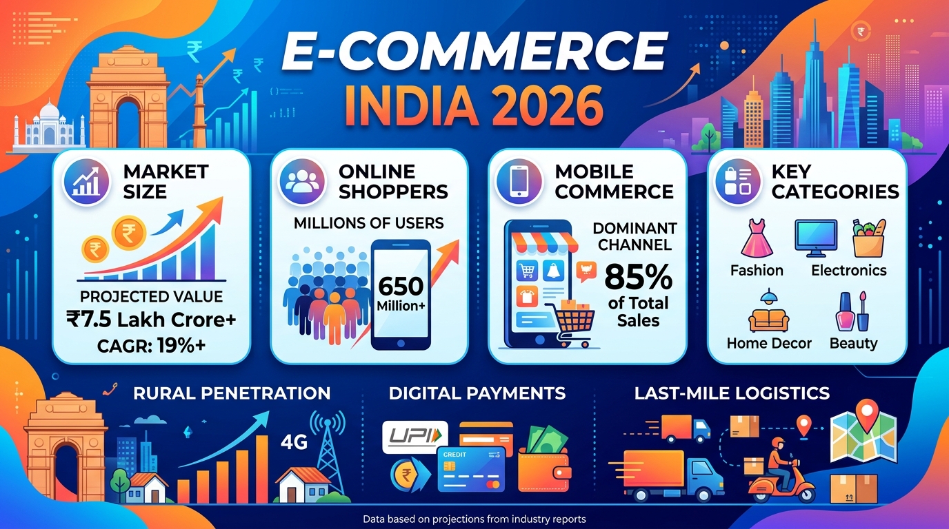 E-commerce Statistics India 2026: Market Size, Growth, Trends & Key Data
