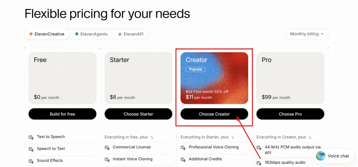 ElevenLabs Creator Plan