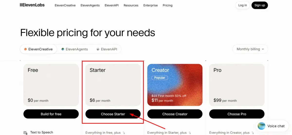 ElevenLabs Starter Plan