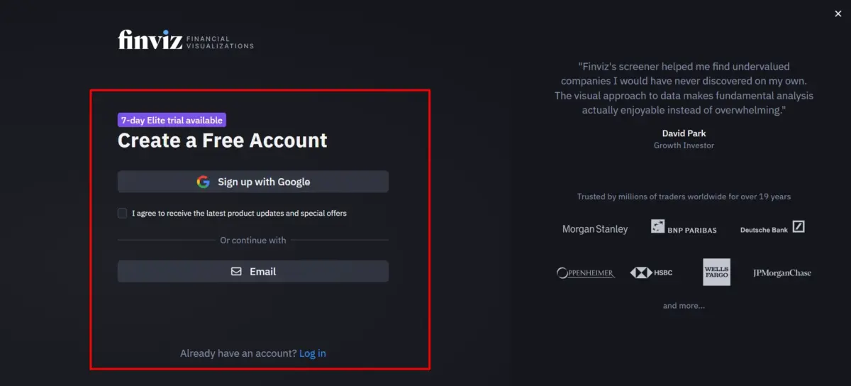 Finviz discount step 3