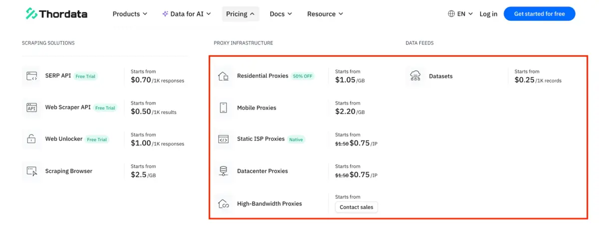 Select your proxy at Thordata