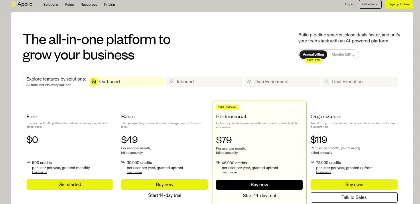 Apollo pricing