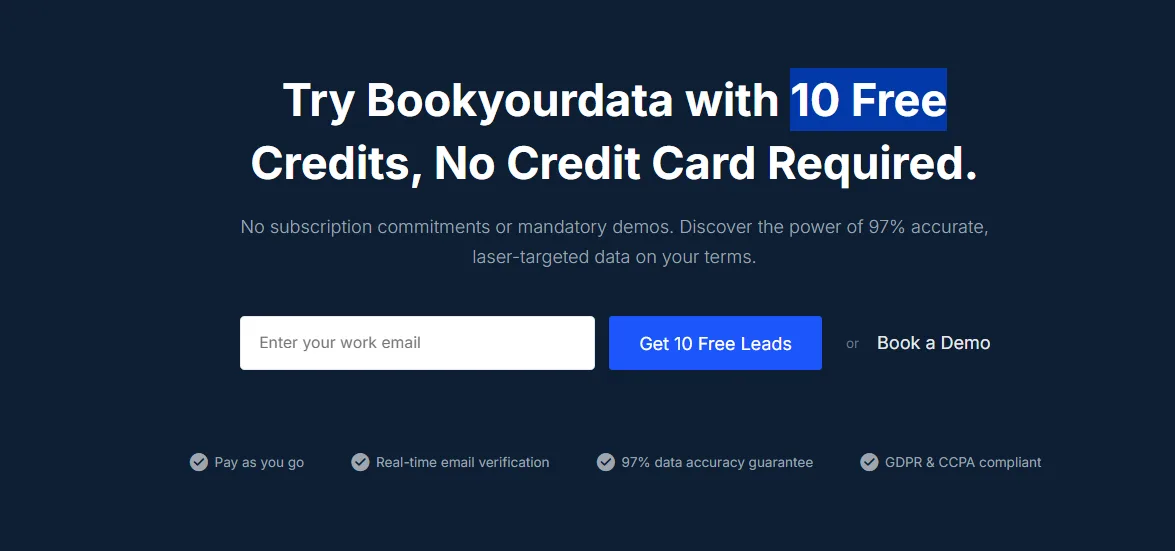 10 free credits bookyourdata