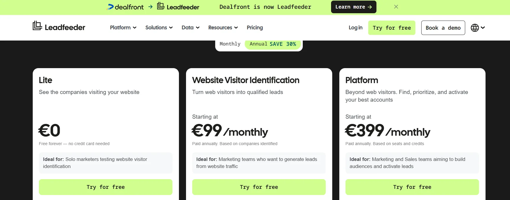 Dealfront pricing