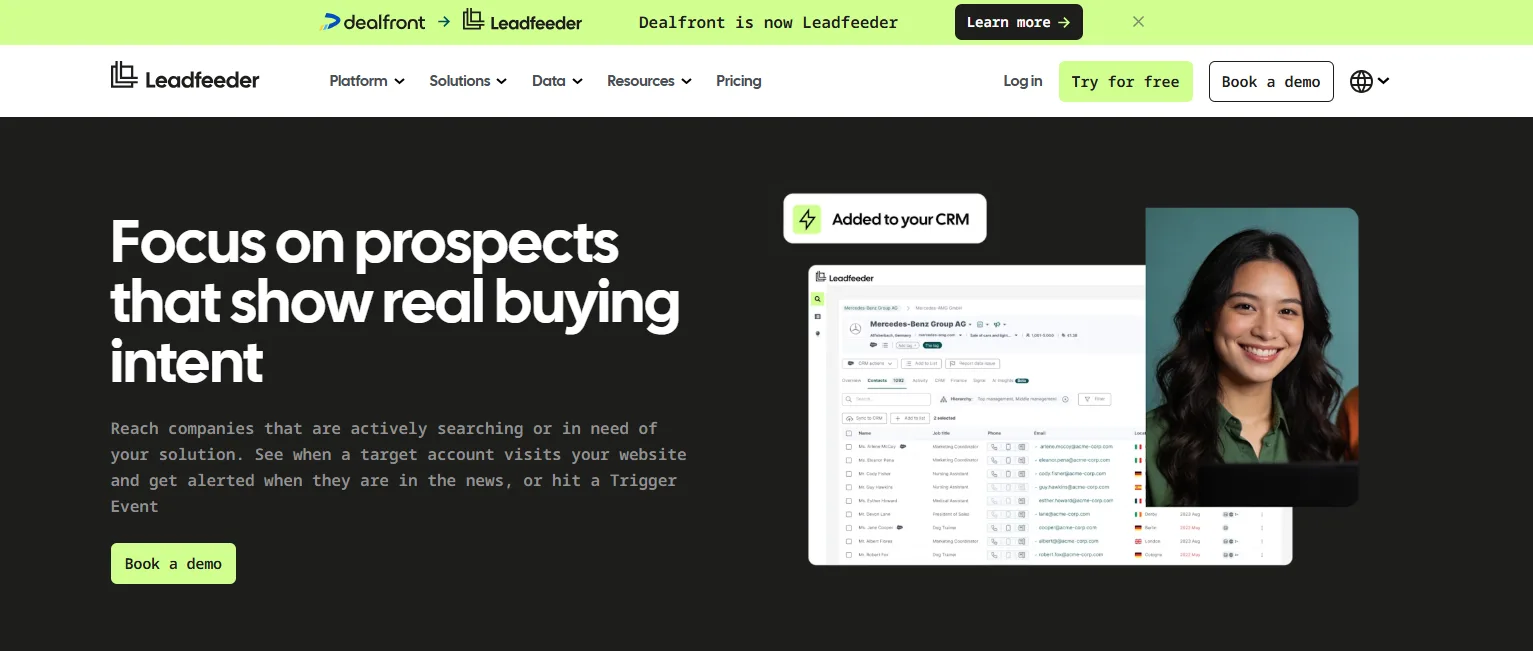 dealfront buyer intent data