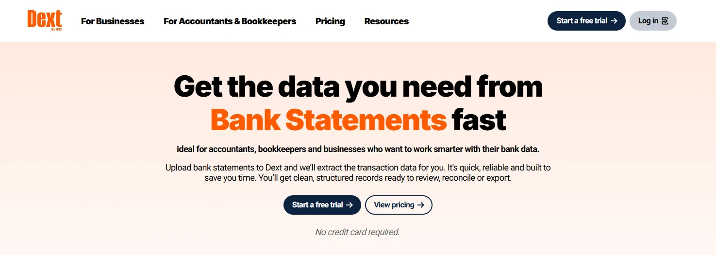 dext bank statement extraction