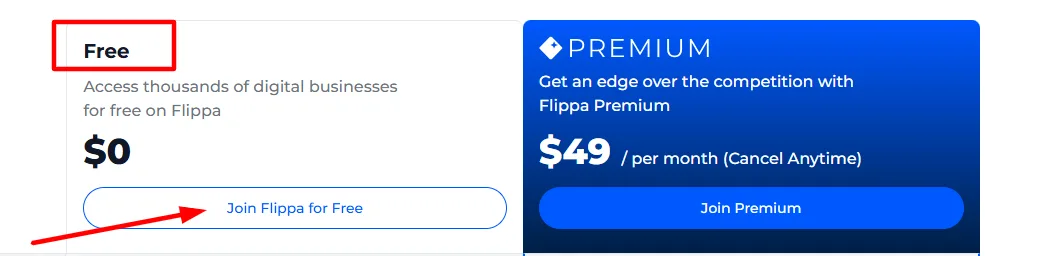 Flippa is free for buyers