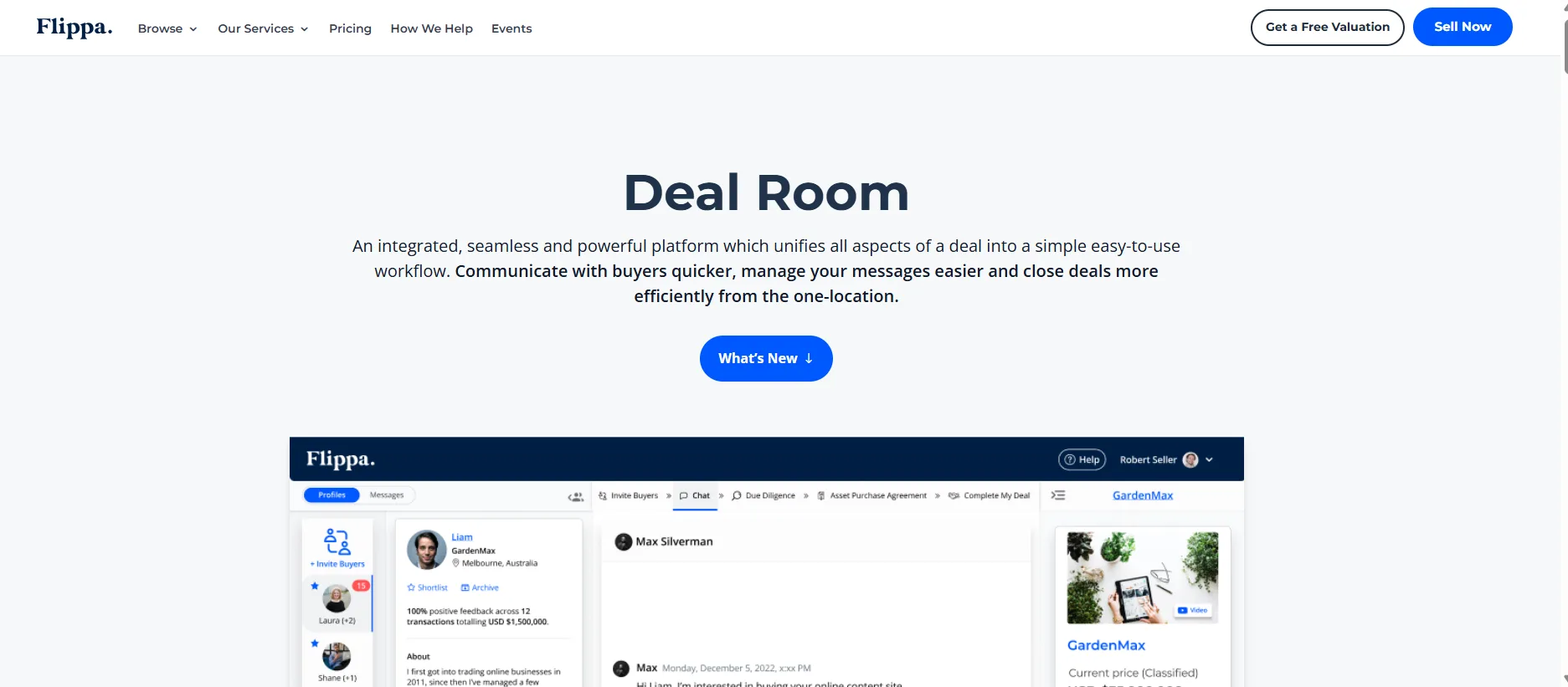 Flippa's Deal Room