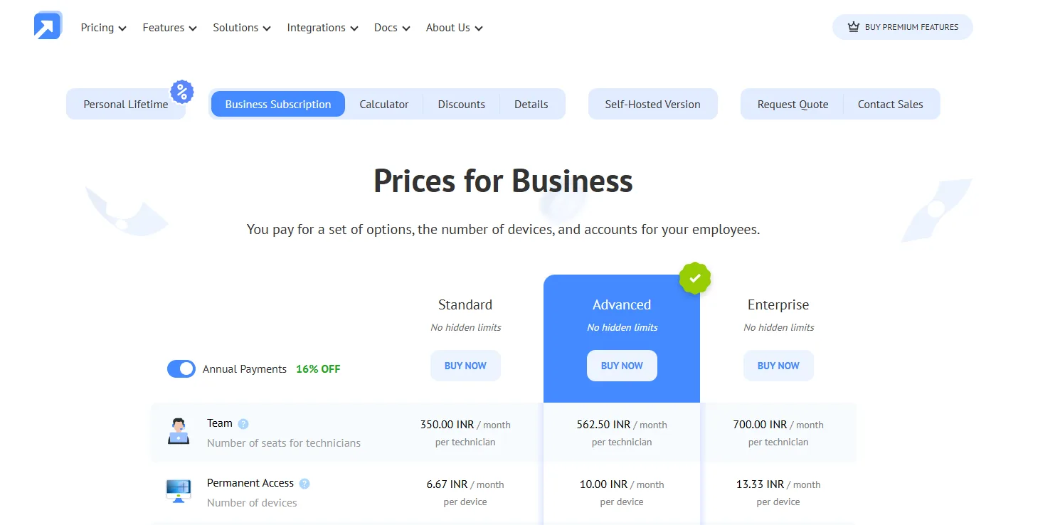 Getscreen me whole pricing plan