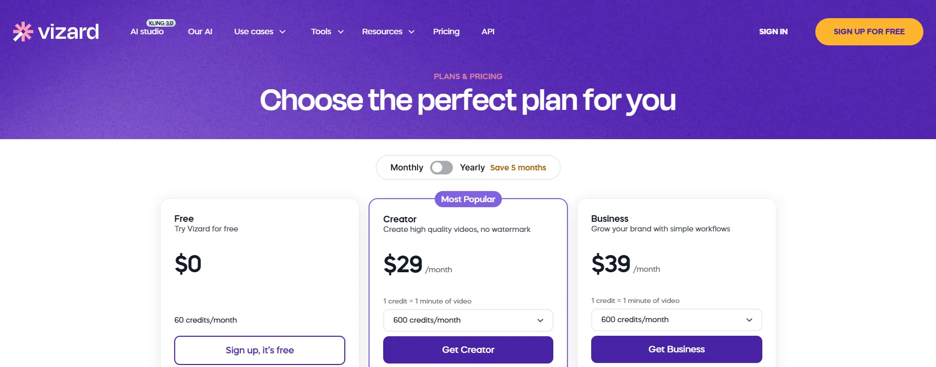 Vizard AI Pricing