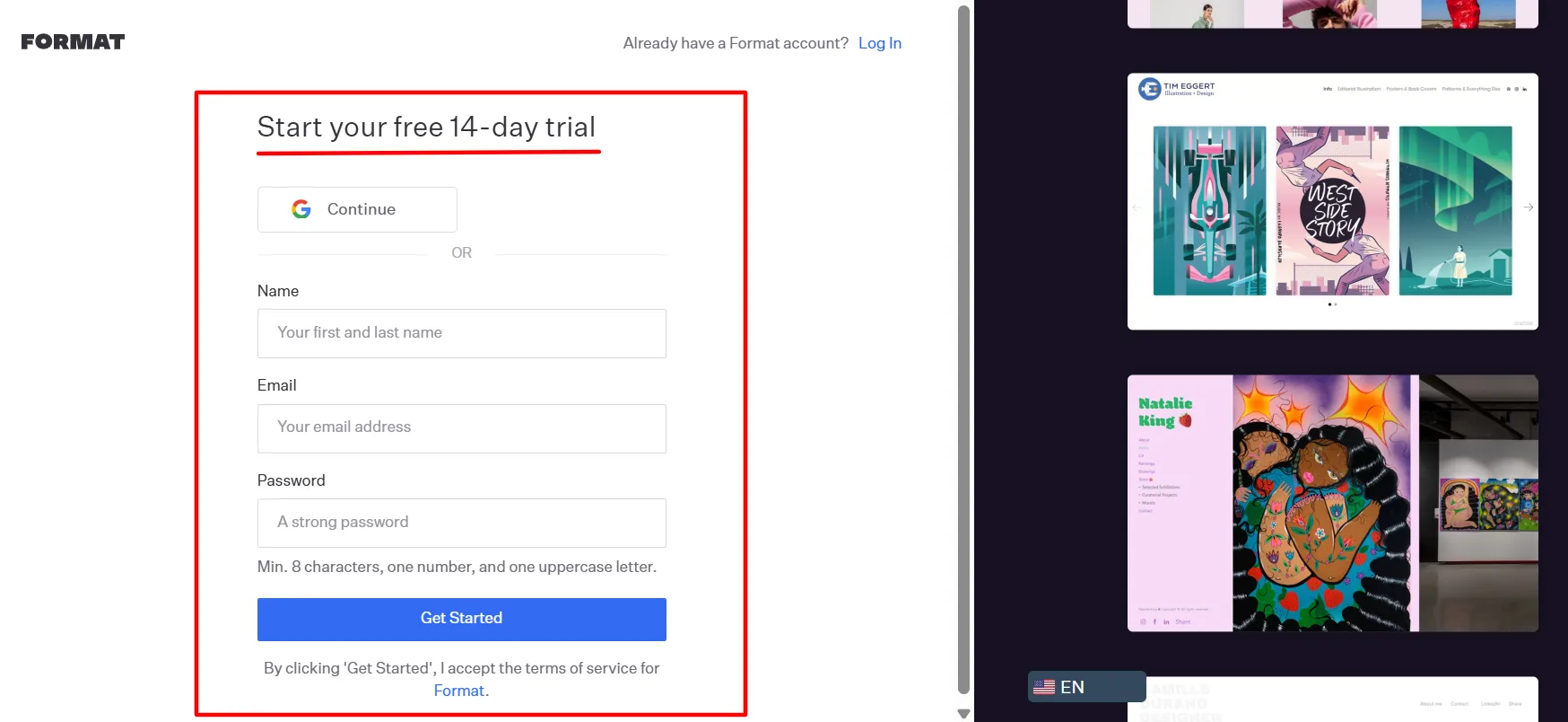 Format Coupon code login Step 2