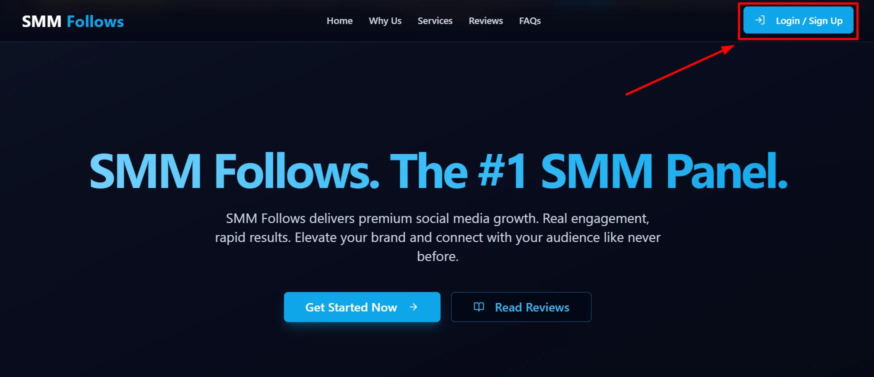 Smmfollows login step 1