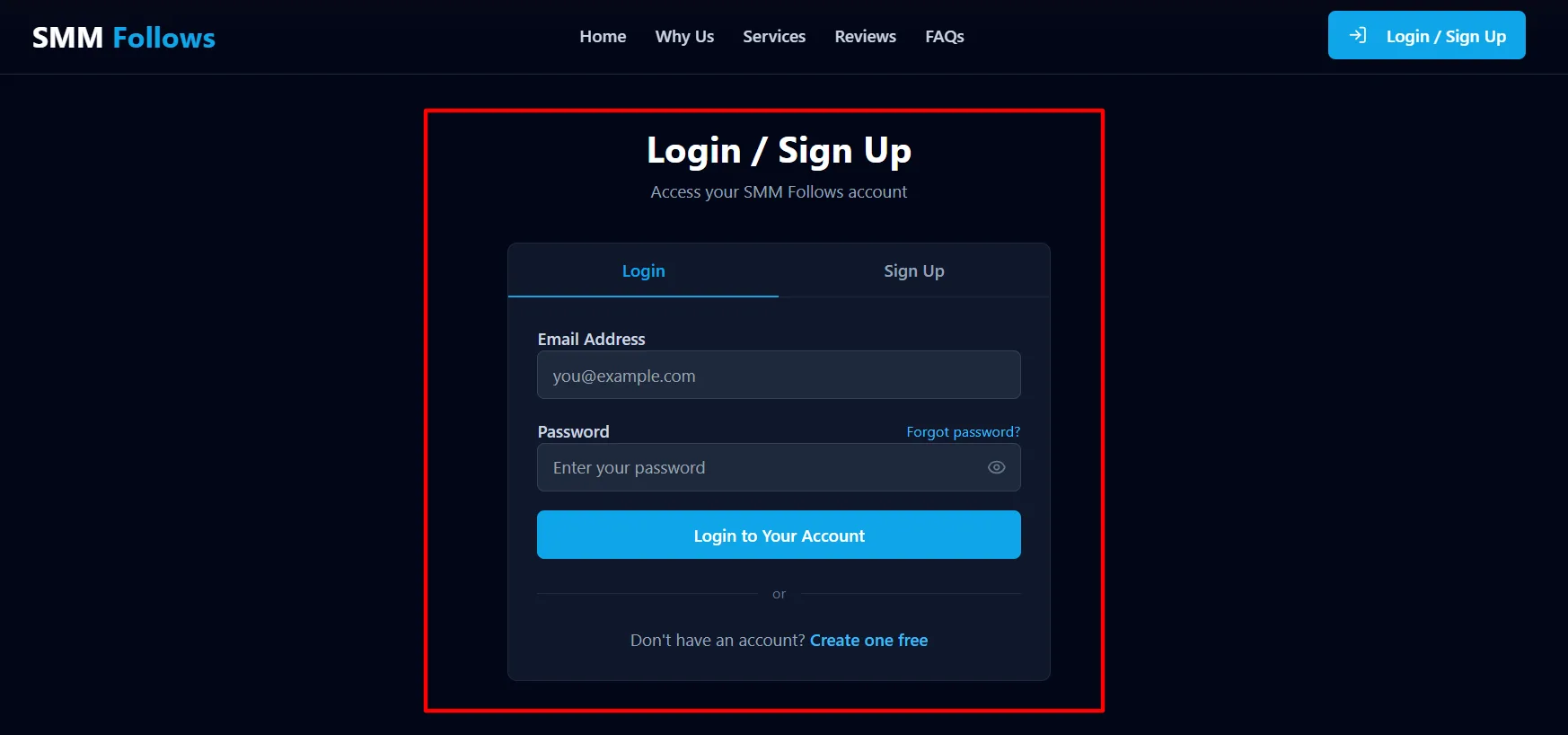 smmfollows login step 2