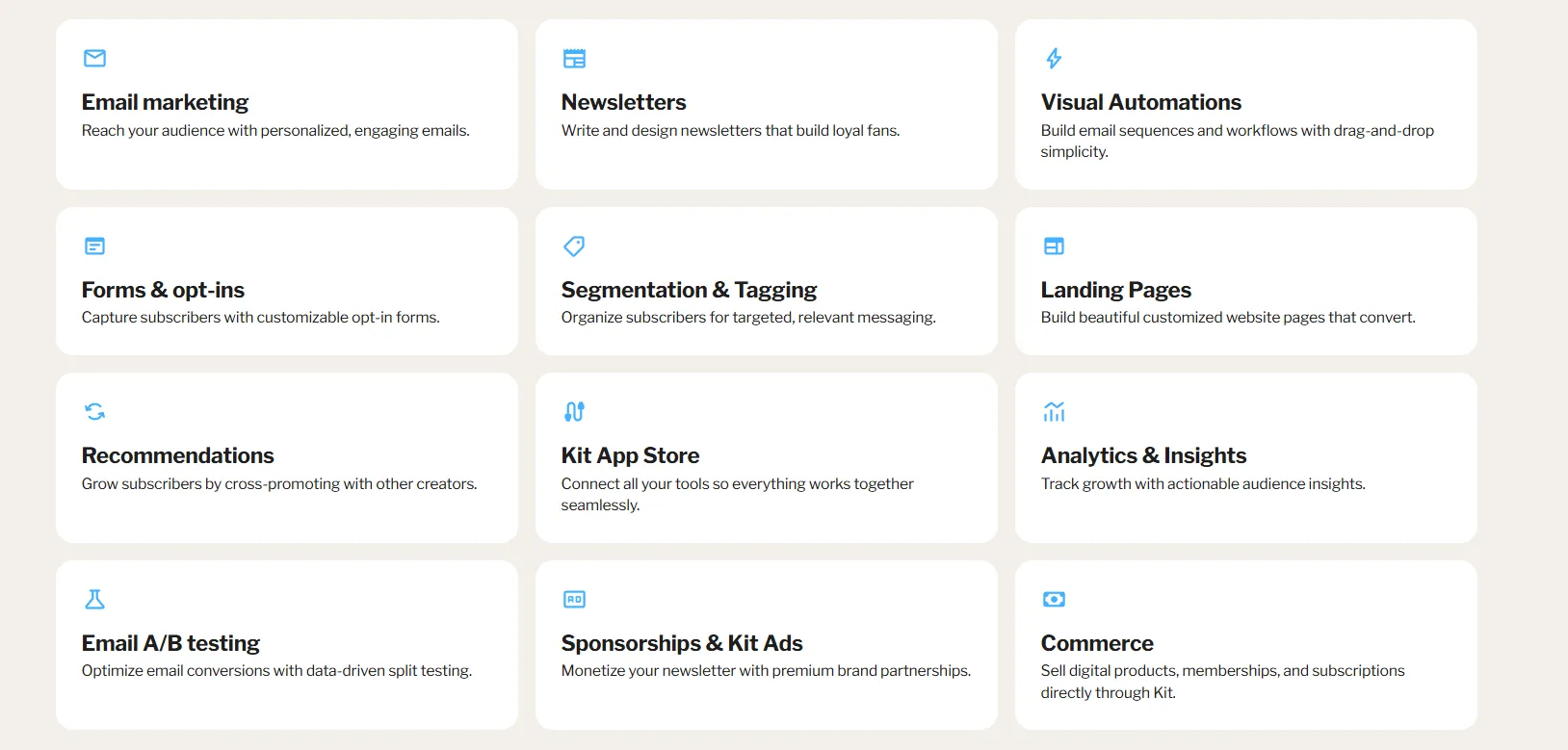 Kit (ConvertKit) Coupon Code features