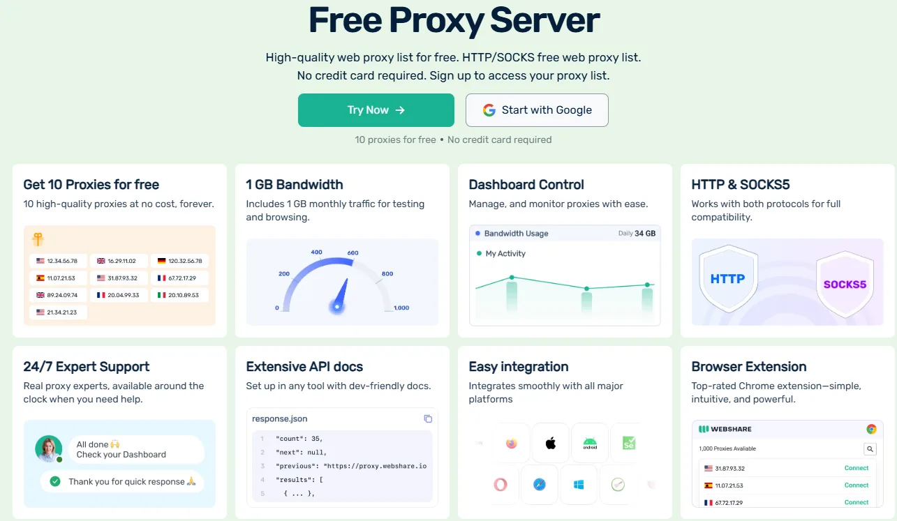 Webshare Pricing free