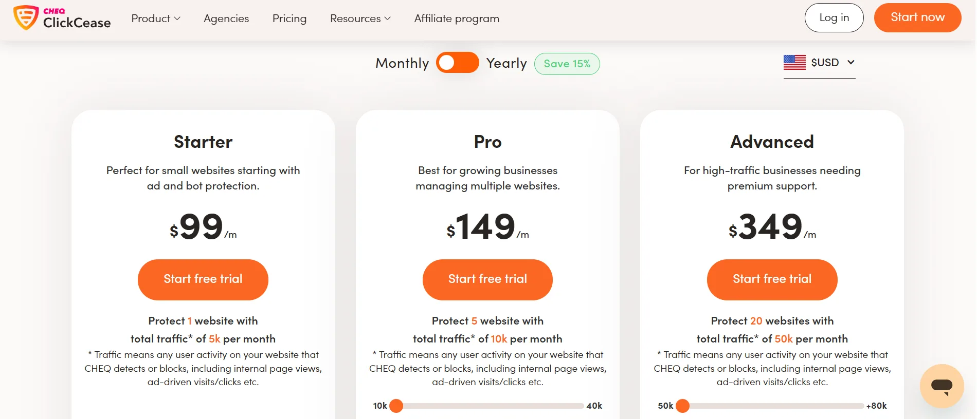 ClickCease login step 1