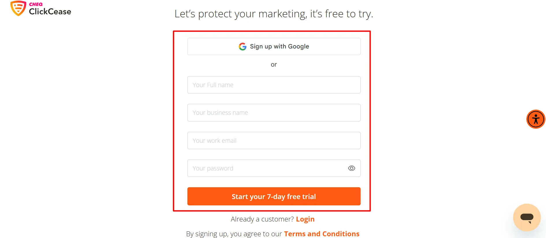 Clickcease login step 5
