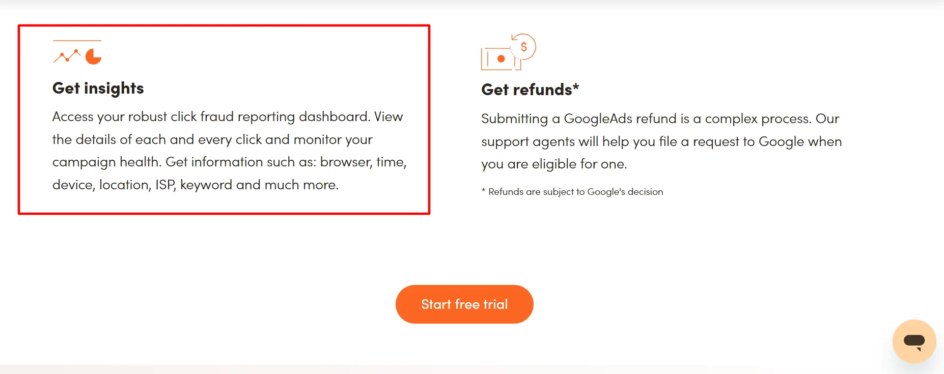 Clickcease analytics & reporting feature