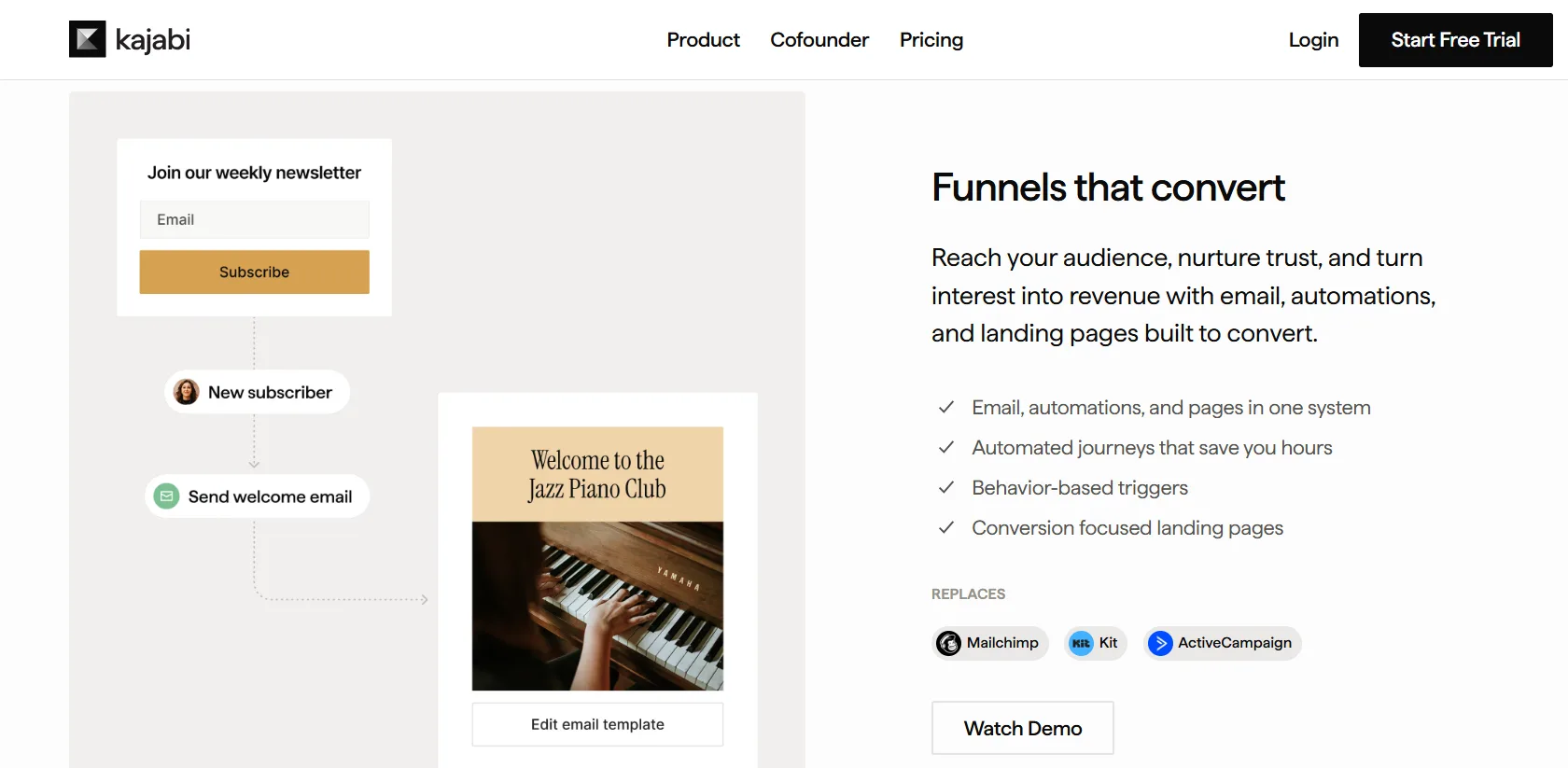 Kajabi website & landing page feature