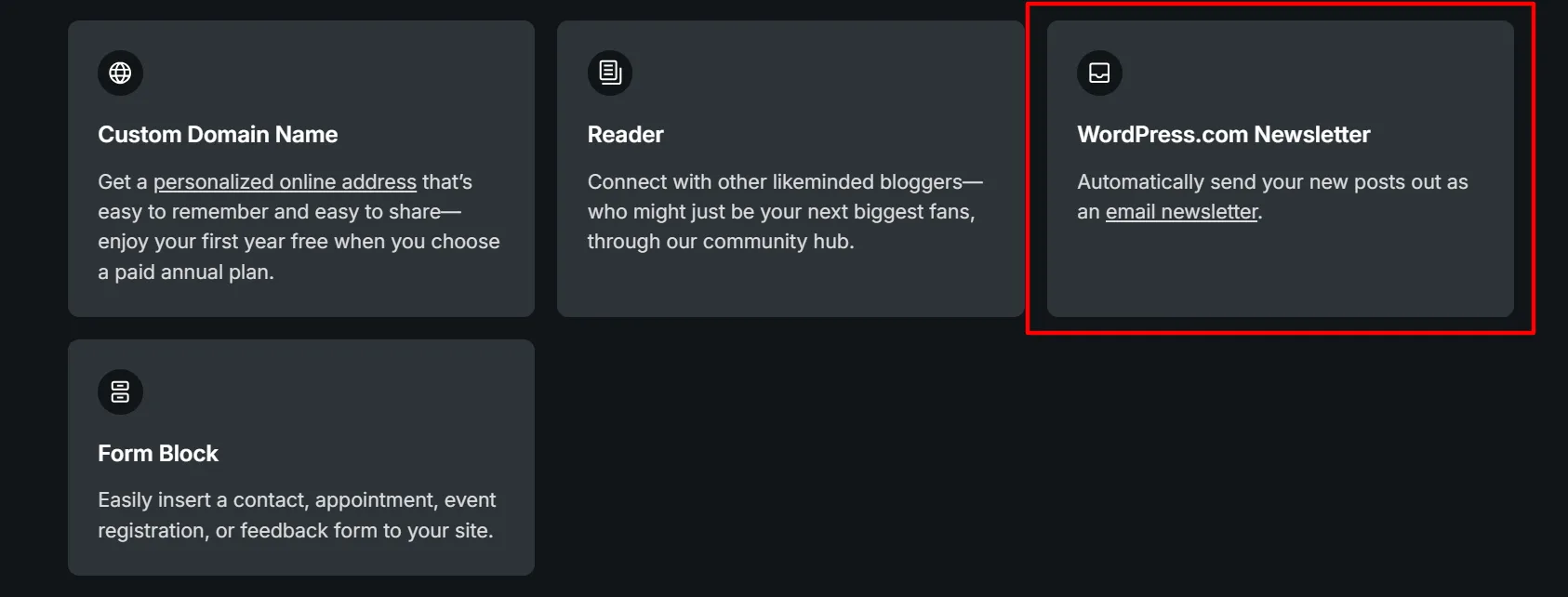 Wordpress content feature