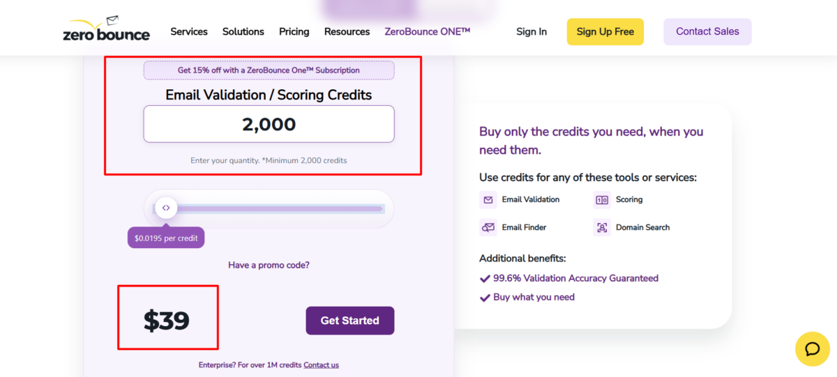zero bounce-Pay-As-You-Go Credits