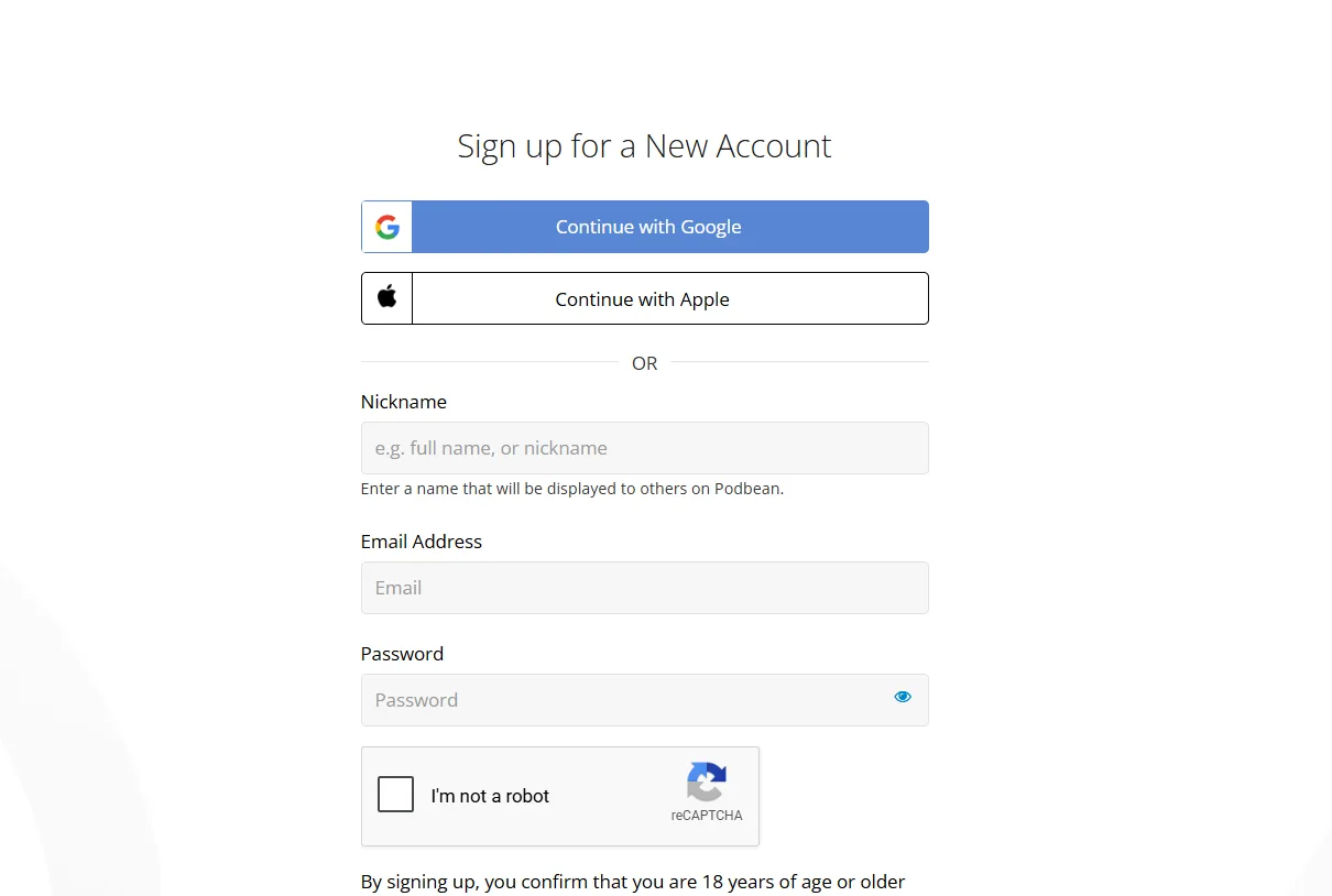Podbean login step 4