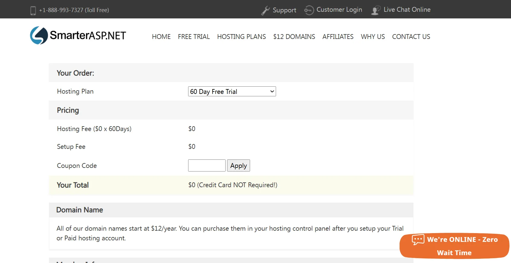 smarterasp 60 days free trial plan