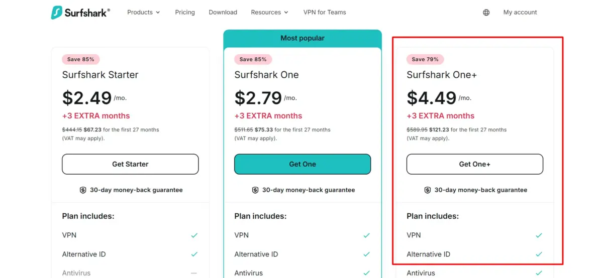 Surfshark One+ plan
