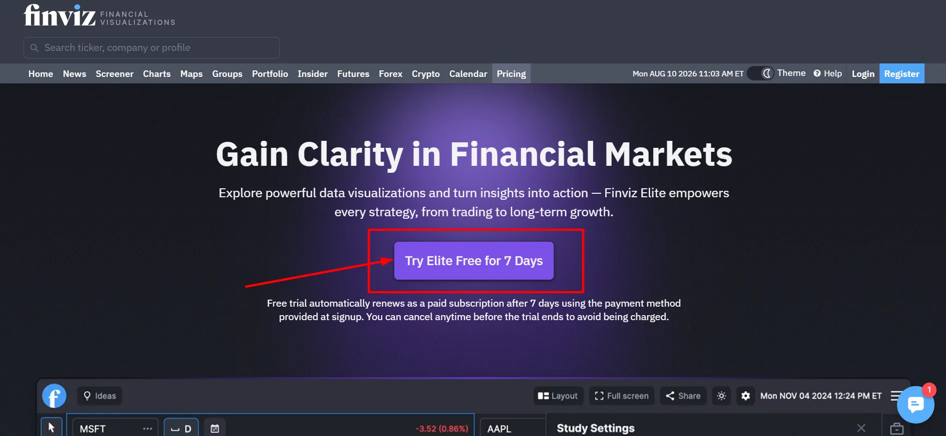 Finviz Login step 2