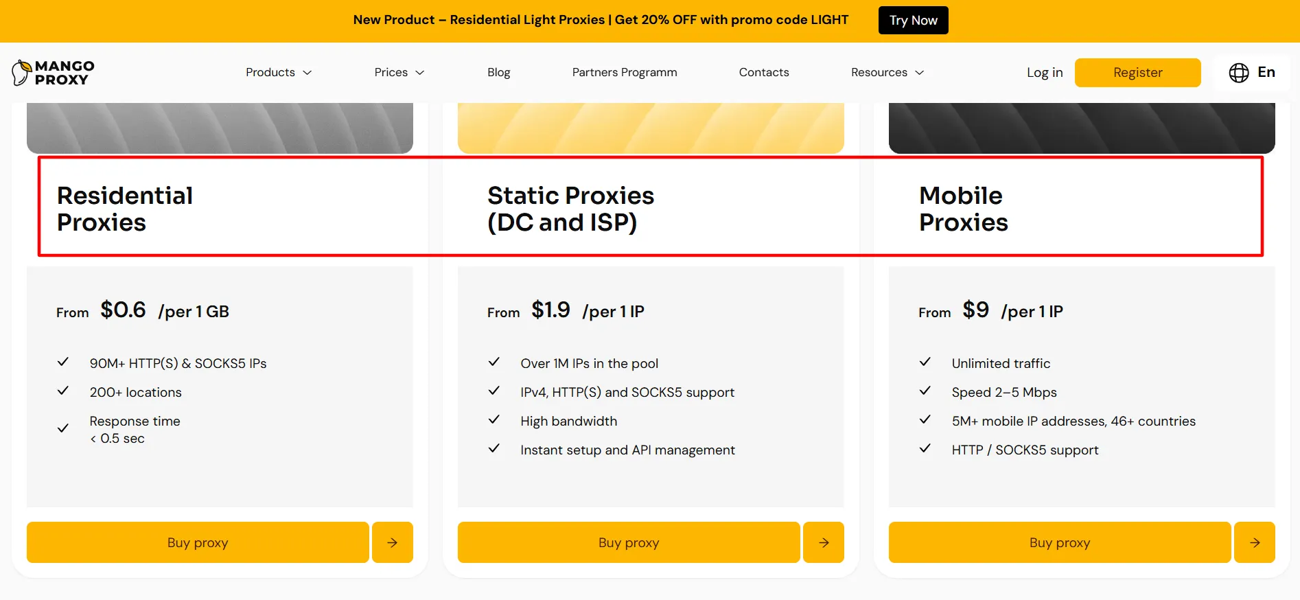 Mangoproxy Pricing