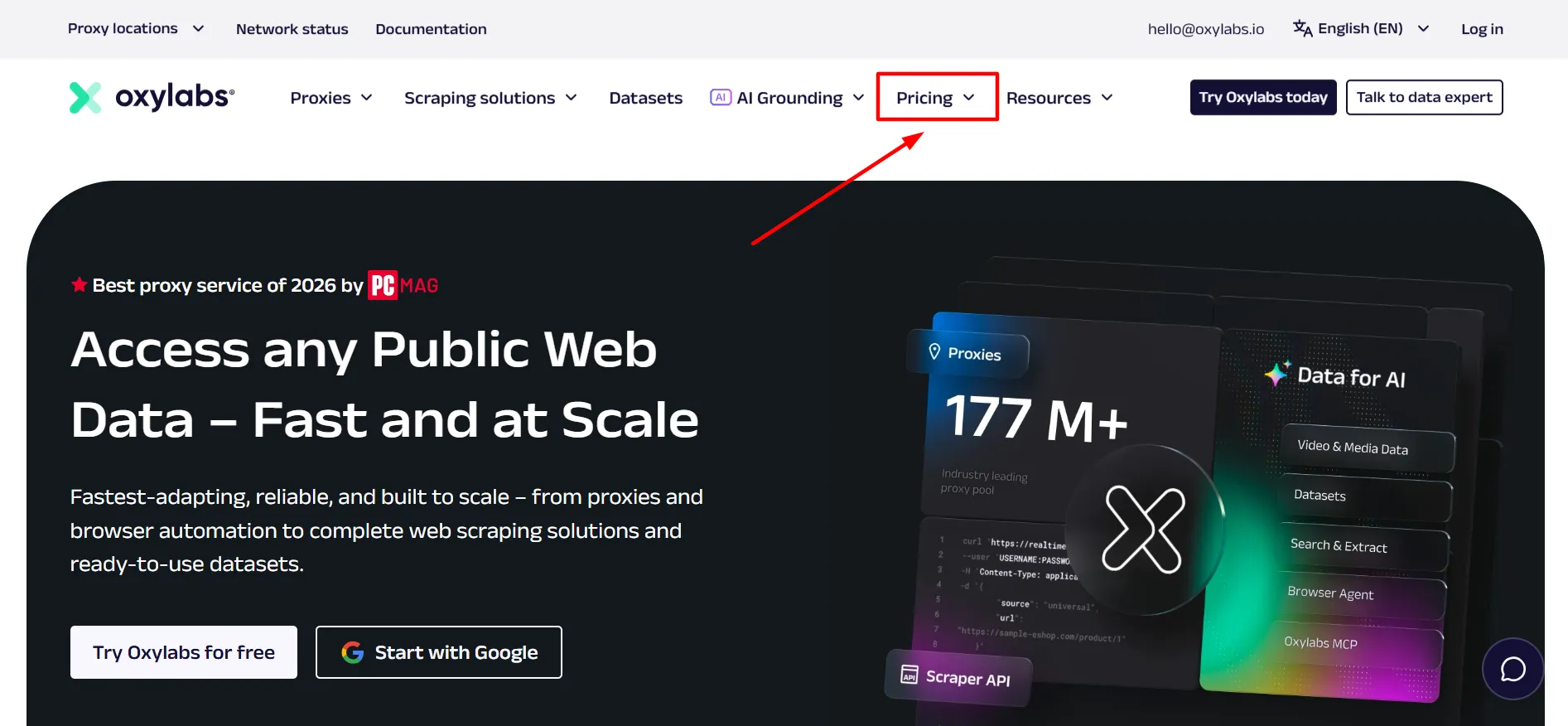Oxylabs login step 1