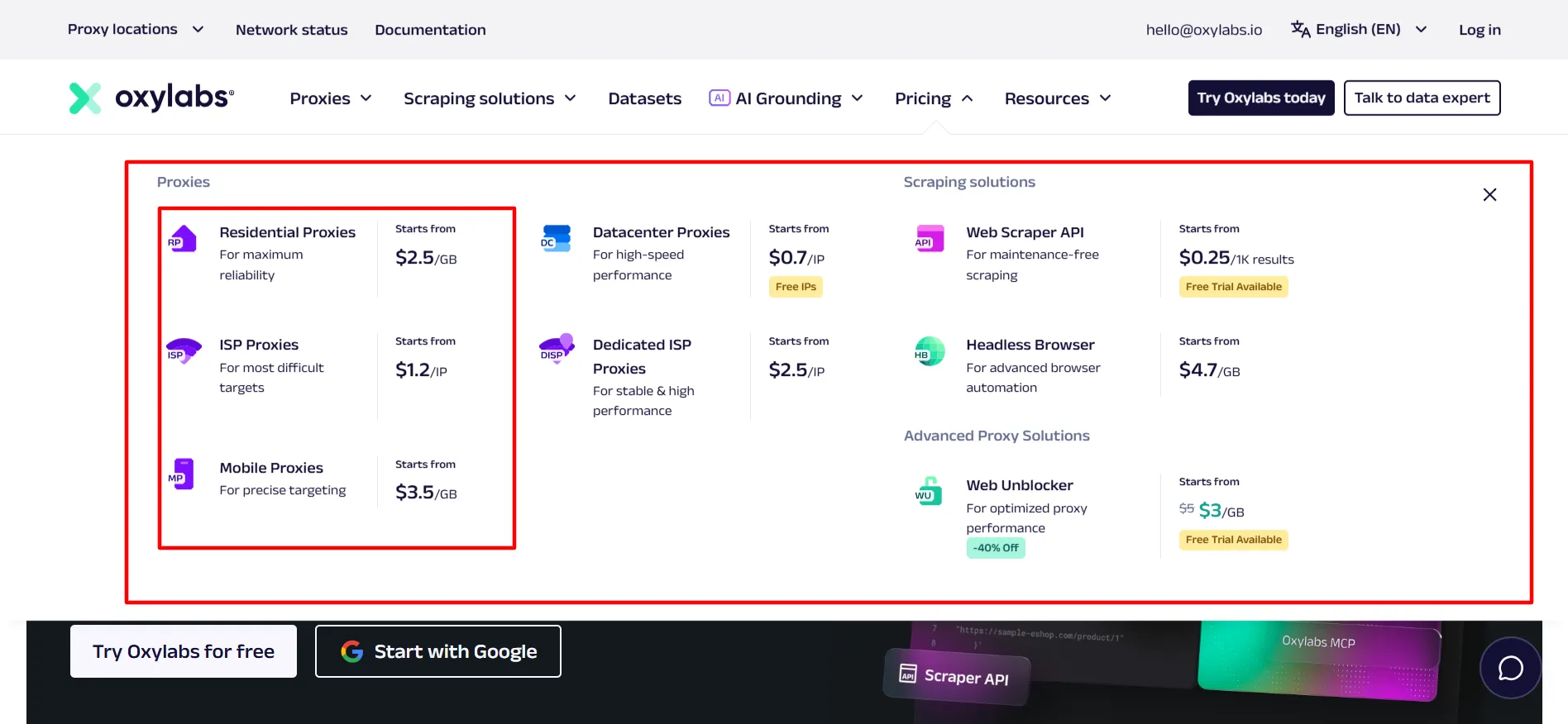 Oxylabs login step 2