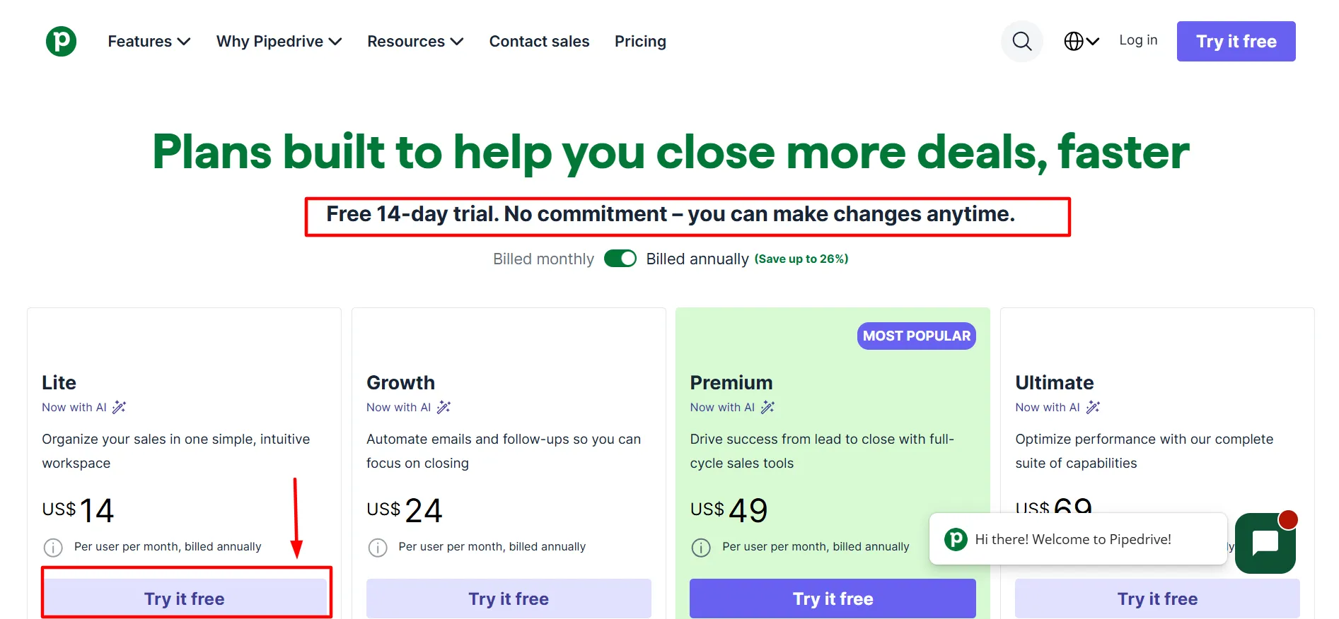 Pipedrive sale login step 2