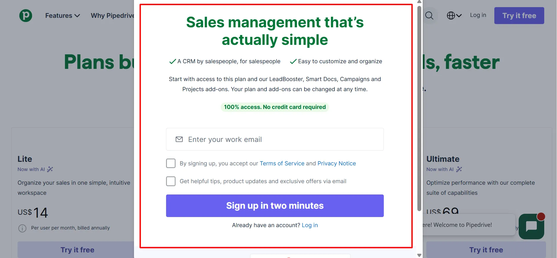 Pipedrive sale login step 8