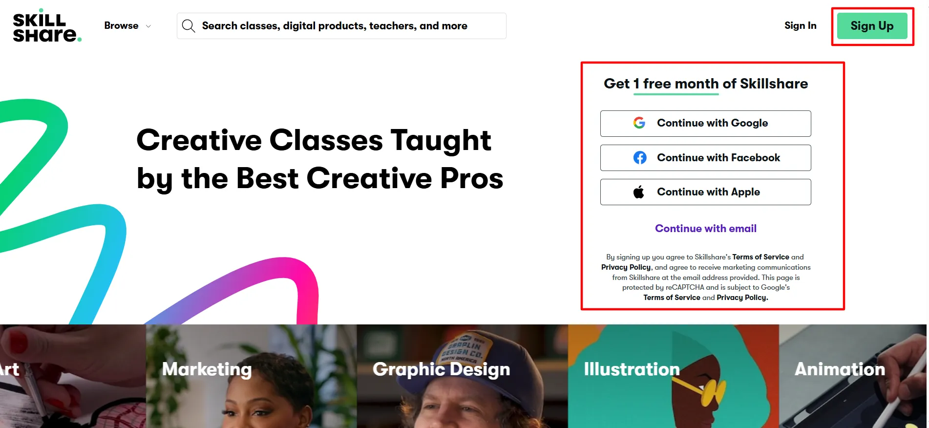 Skillshare login step 1