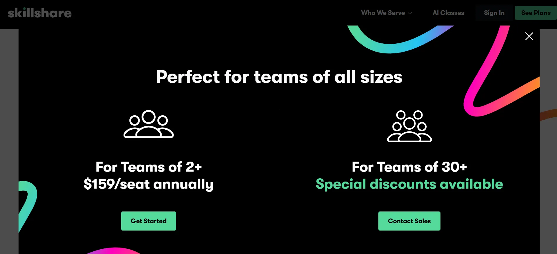 Skillshare team plans