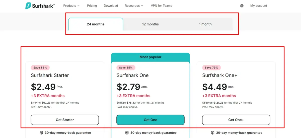 Surfshark Plans