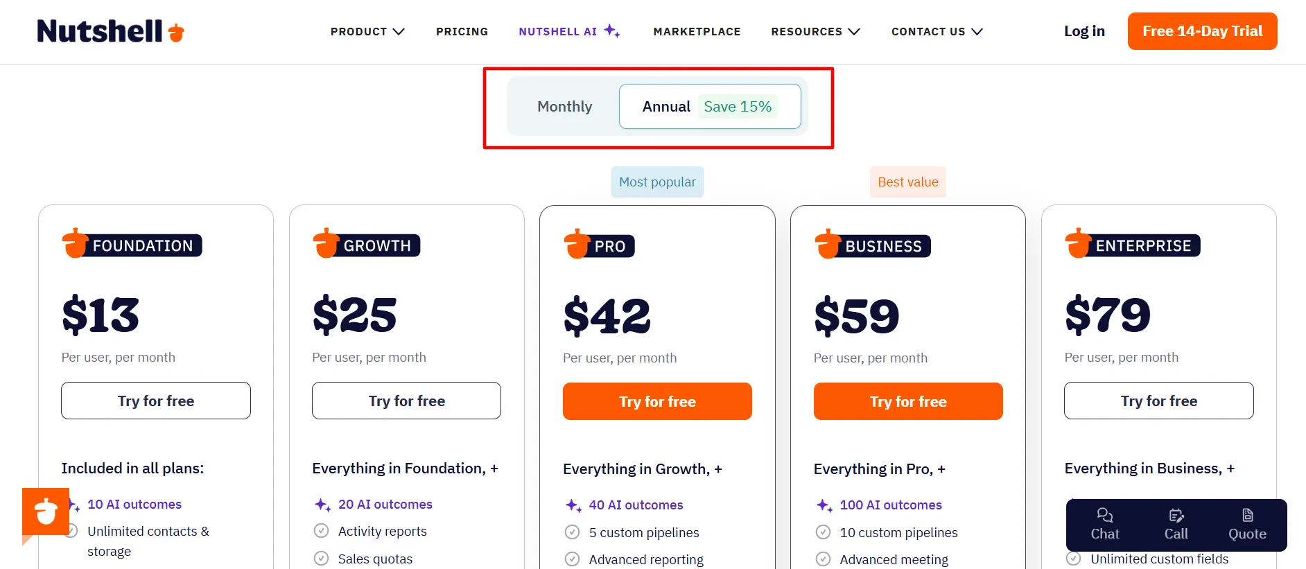 Nutshell Pricing
